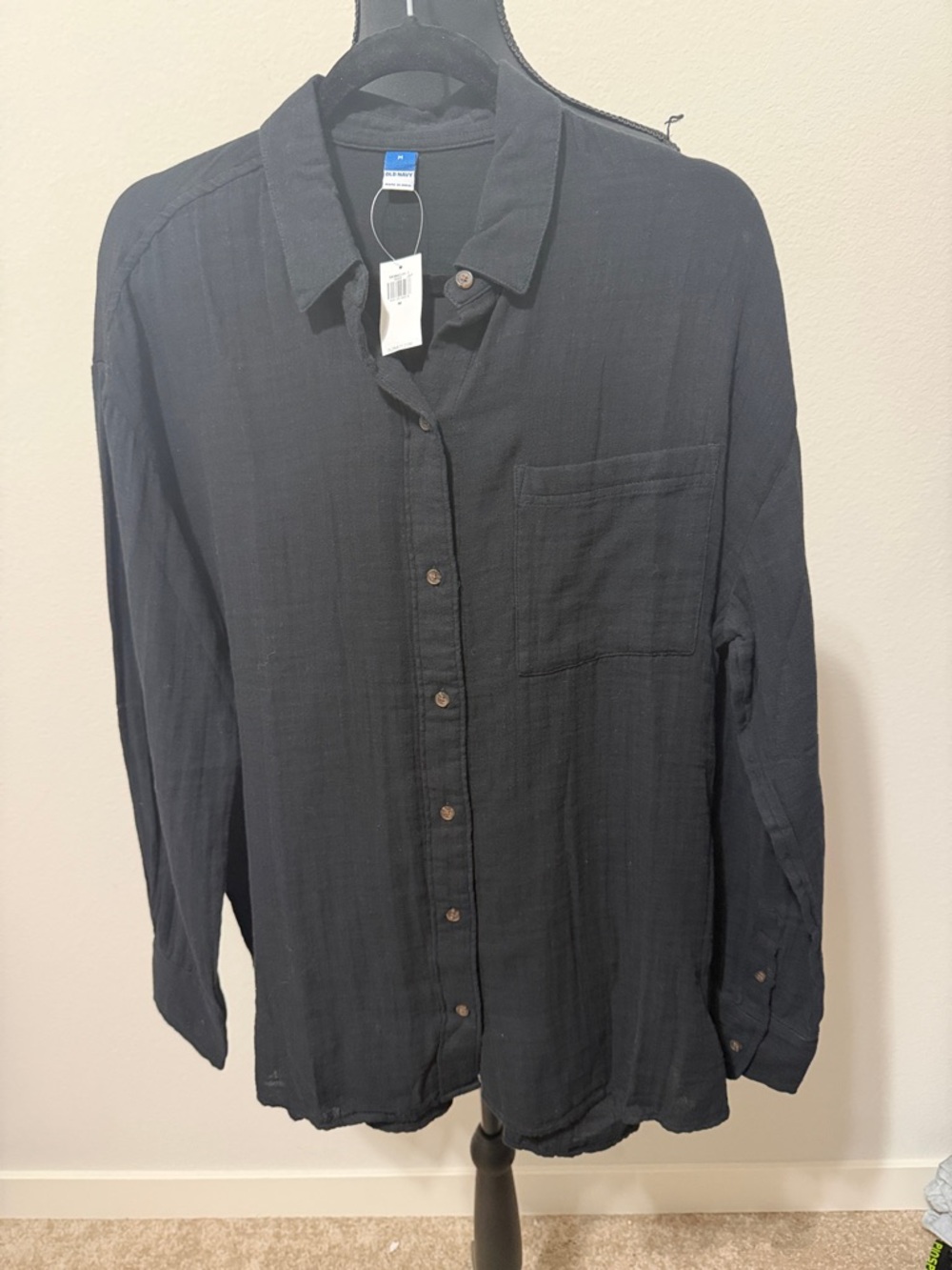 Old Navy Black  Shirt with Button Collar